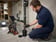 Plumber inspecting a residential drain with a camera